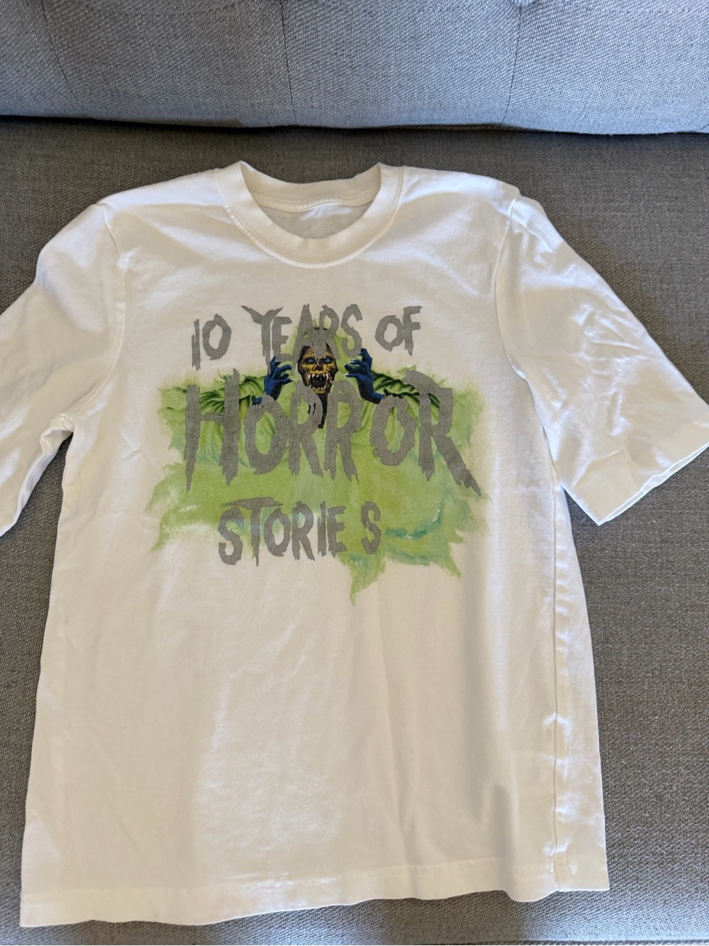 White Graphic '10 Years of Horror Stories' Short Sleeve Tee